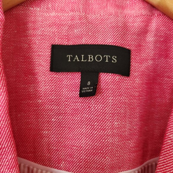 Talbots Pink Linen Blazer Jacket Single Button Lightweight Summer Office Work - Picture 5 of 10